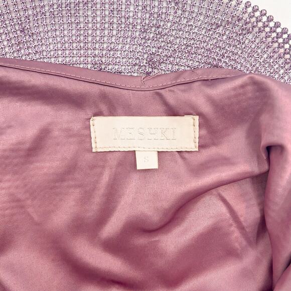 Meshki Meilani Low Back Diamante Mesh Dress Pink Small - Picture 7 of 9